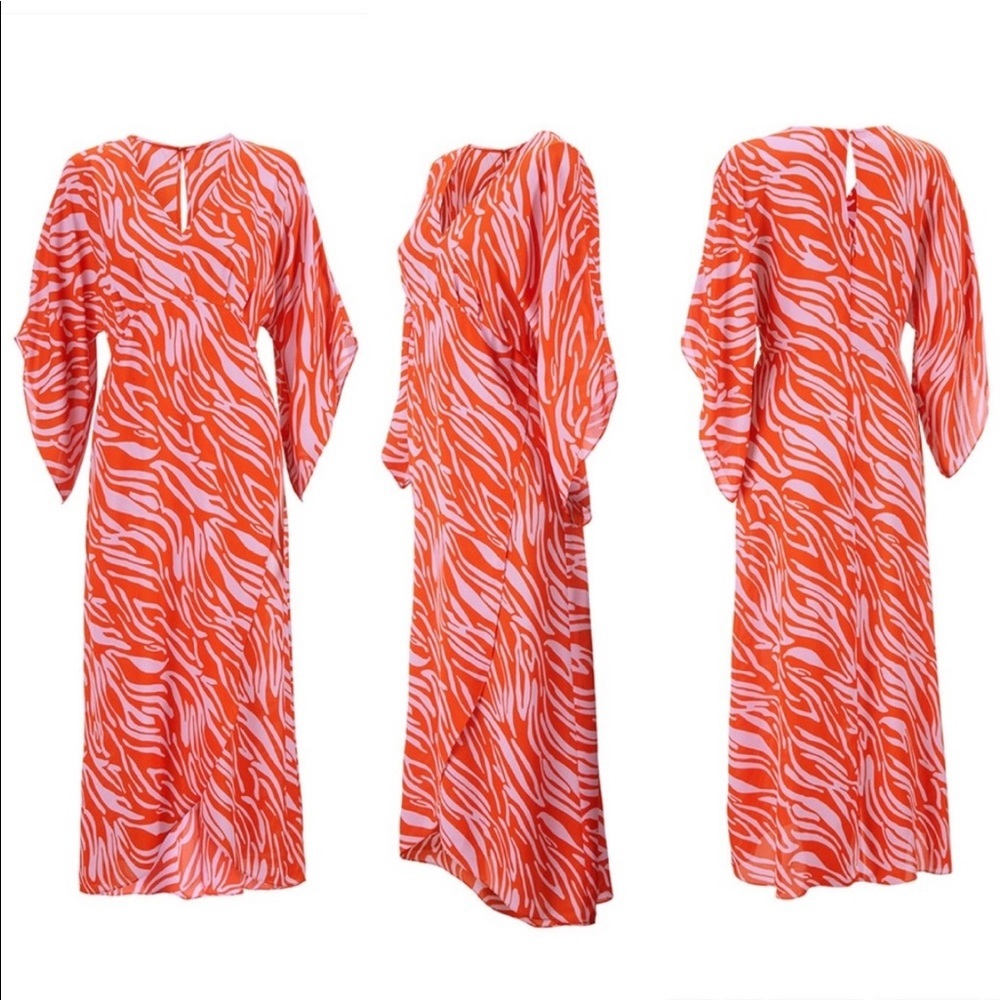 Cabi Red and Lavender Zebra Print Saunter Dress Caftan - Picture 8 of 8